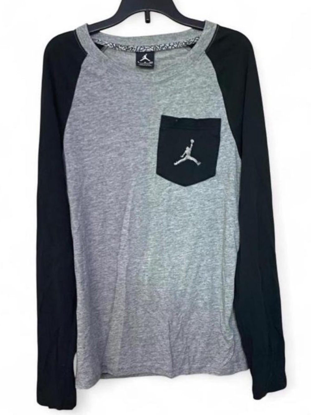 Jordan Gray Black Raglan Long Sleeve T Shirt Embroidered Jumpman Men’s Small